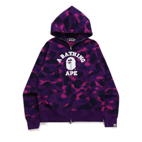 BAPE Camo College Full Zip Purple Hoodie