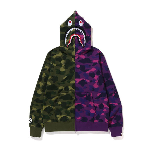 BAPE Shark Full Zip Green-Purple Hoodie